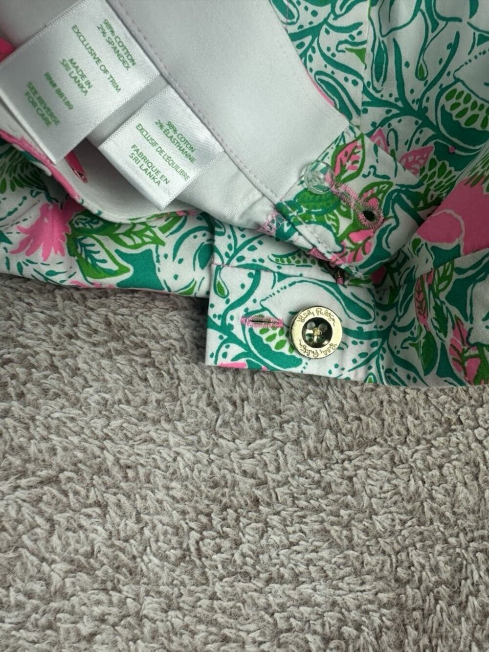 LillyPulitzer Gretchen 5” High-Rise Shorts Botanical Green Just Wing It Size 10 - Picture 13 of 16